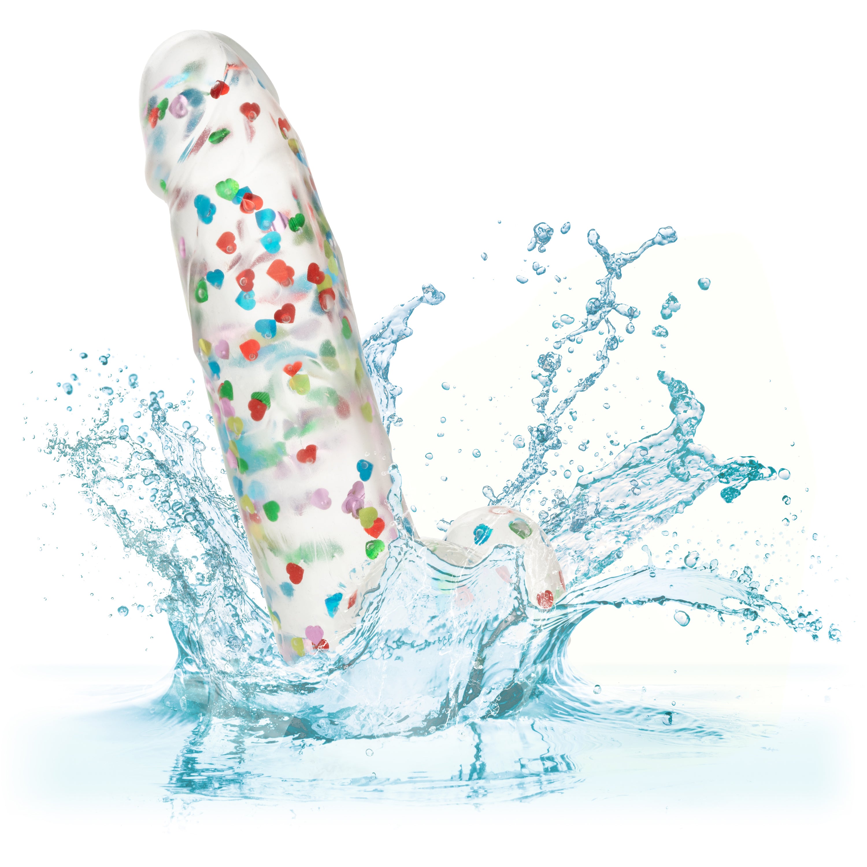 Naughty Bits I Love Dick Heart-Filled Dong 6 Inch Clear with Multicolor Heart Confetti > Dildos > Realistic Dildos