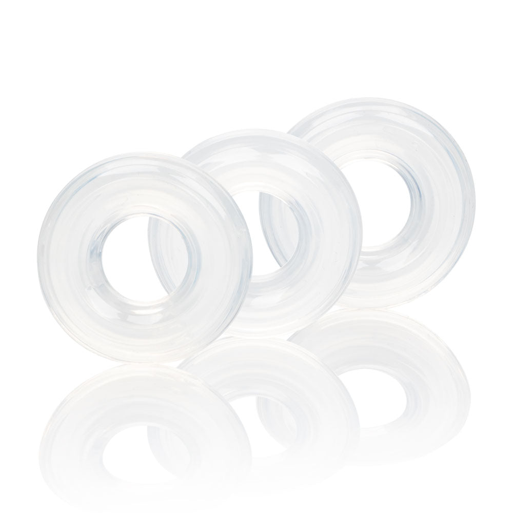 CalExotics Set of 3 Silicone Stacker Rings – Customizable Fit and Comfort Clear > Cock Ring > Sets