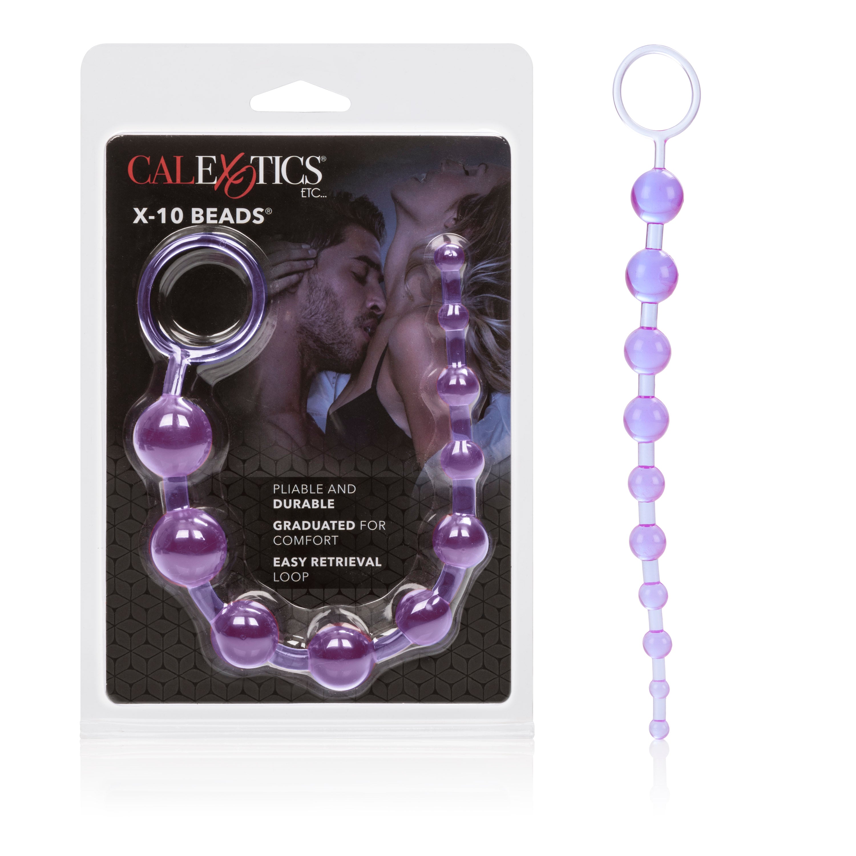 X-10 Beads Purple Graduated Anal Pleasure Beads with Easy Retrieval Loop and Smooth Jelly Finish > Anal Range > Anal Beads