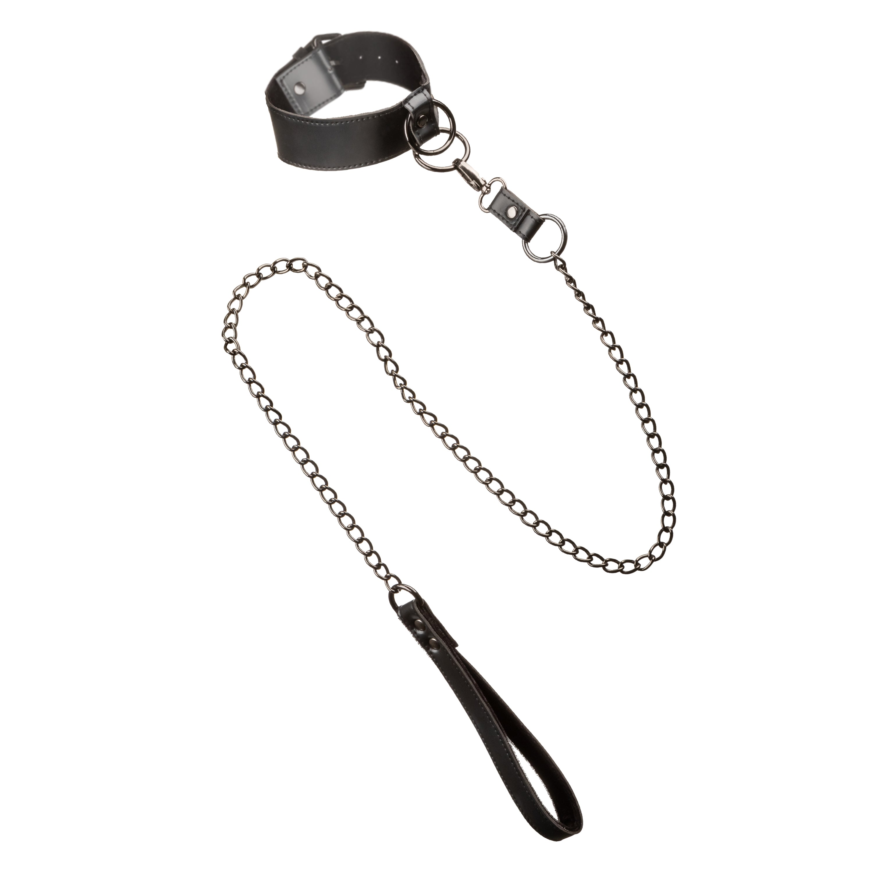 Euphoria Collection Collar With Chain Leash Black Velvet and Vegan Leather > Bondage Gear > Collars & Leashes