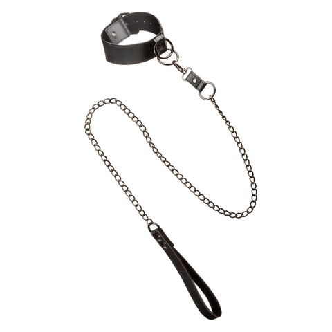Euphoria Collection Collar With Chain Leash Black Velvet and Vegan Leather > Bondage Gear > Collars & Leashes