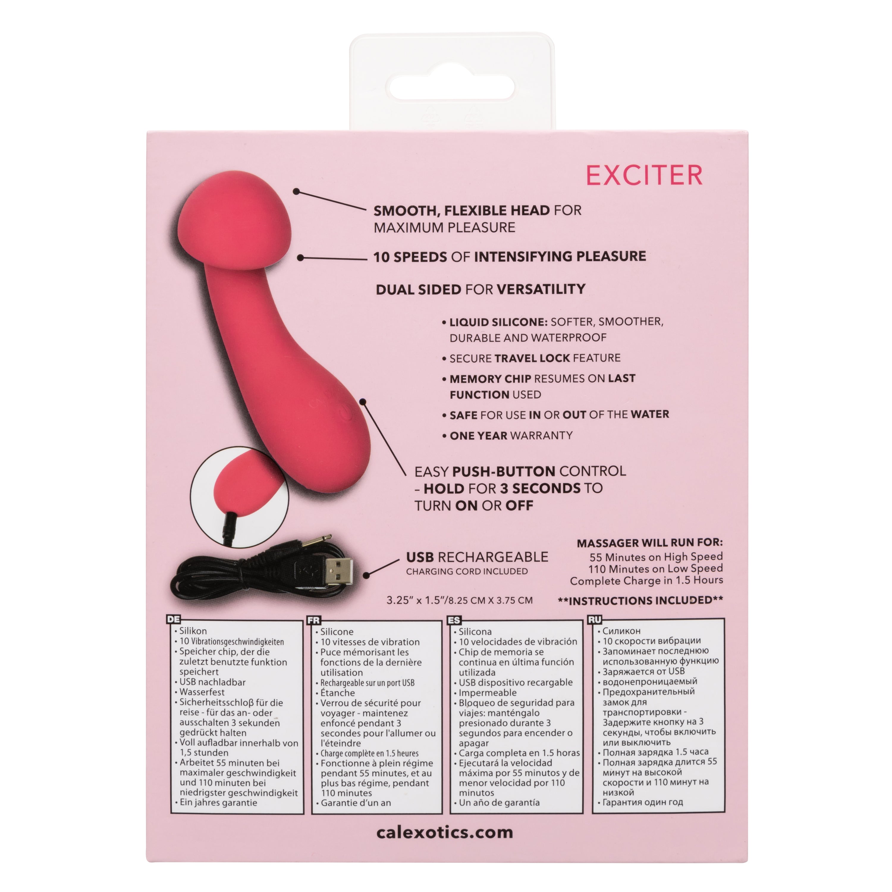 Liquid Silicone Pixies Exciter Pink Flexible Dual-Sided Massager with 10 Speeds and Rechargeable > Vibrators > Standard Vibrators