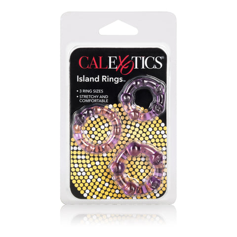 CalExotics Island Rings Purple Stretchy Cock Rings Set with Small Medium and Large Sizes COCK RING Set