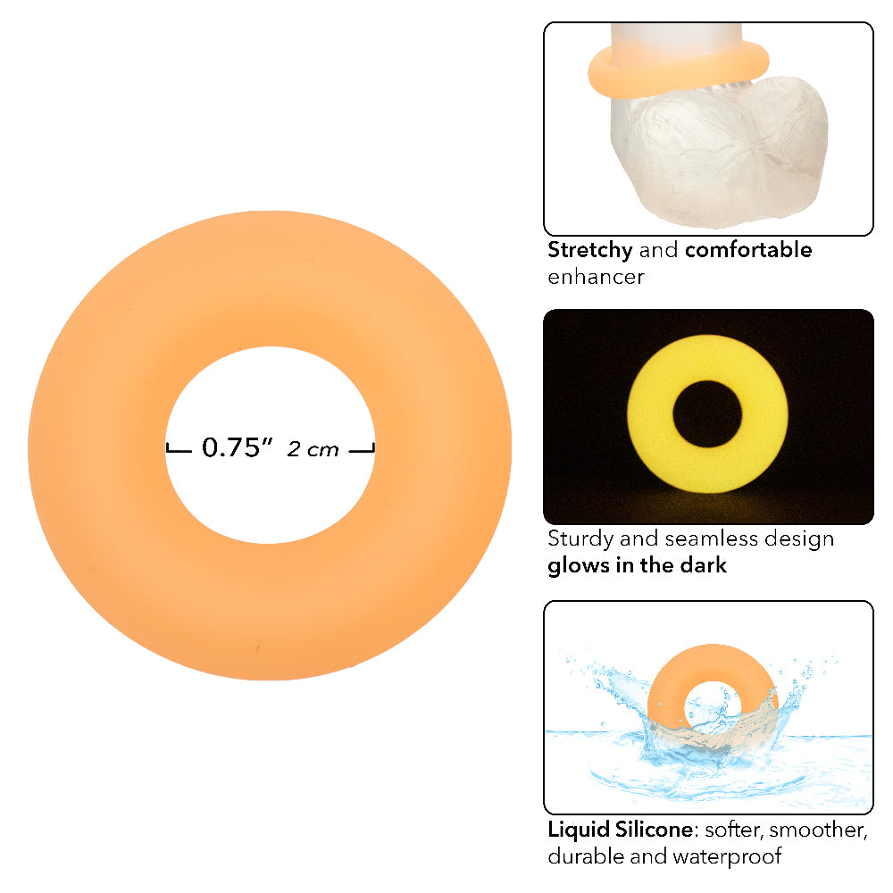 Alpha Glow-In-The-Dark Liquid Silicone Prolong Medium Ring Orange > Cock Ring > Single