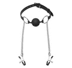 Hinder Breathable Silicone Ball Gag With Nipple Clamps > Bondage Gear > Gags and Bits