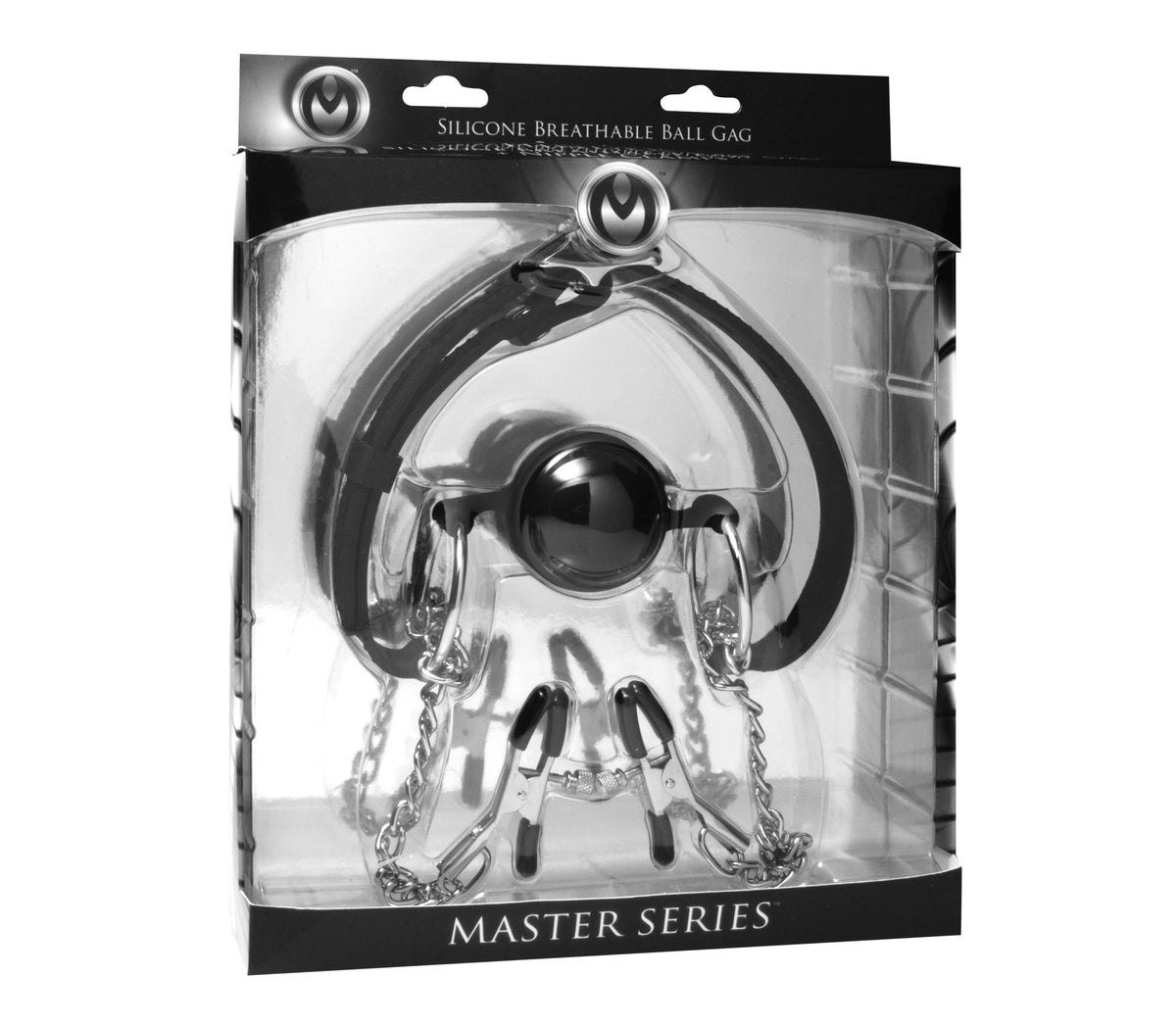 Hinder Breathable Silicone Ball Gag With Nipple Clamps > Bondage Gear > Gags and Bits