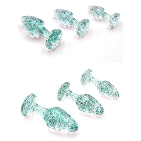 Adam & Eve Glitter Gem 3-Piece Butt Plug Set - Blue Sparkle > Anal Range > Jewel Butt Plugs