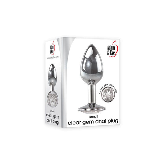 Adam & Eve ANAL TOYS Chrome Adam & Eve Clear Gem Anal Plug - Small 810124860554
