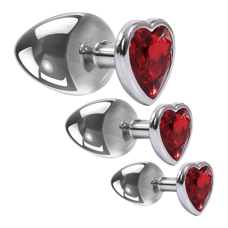 Adam & Eve ANAL TOYS Chrome Adam & Eve Three Hearts Gem Anal Plug Set 810124860615