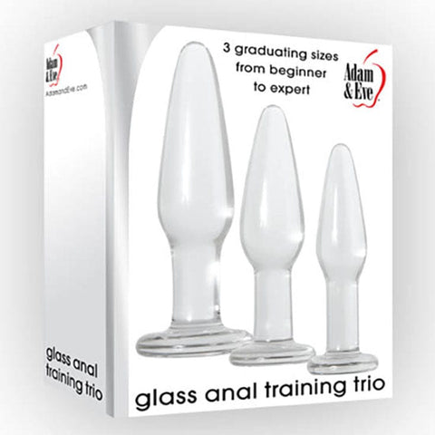 Adam & Eve Glass Anal Training Trio - 3 Sizes Included Clear > Sex Toys > Glass
