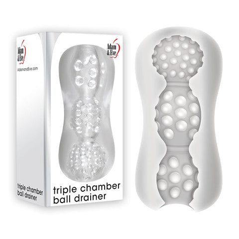 Adam & Eve Triple Chamber Ball Drainer Stroking Toy Clear Strokers - Manual