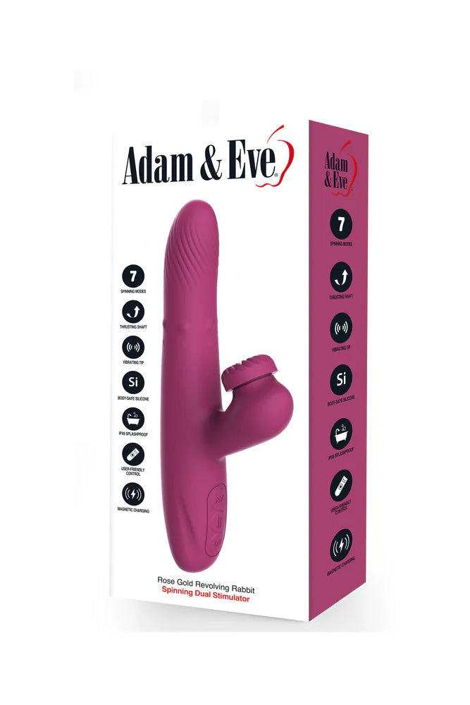 Adam & Eve Rose Gold Revolving Rabbit Vibrator – USB Rechargeable Spinning and Thrusting Vibrator 22.5 cm > Vibrators > Ladies > Rabbit Multi