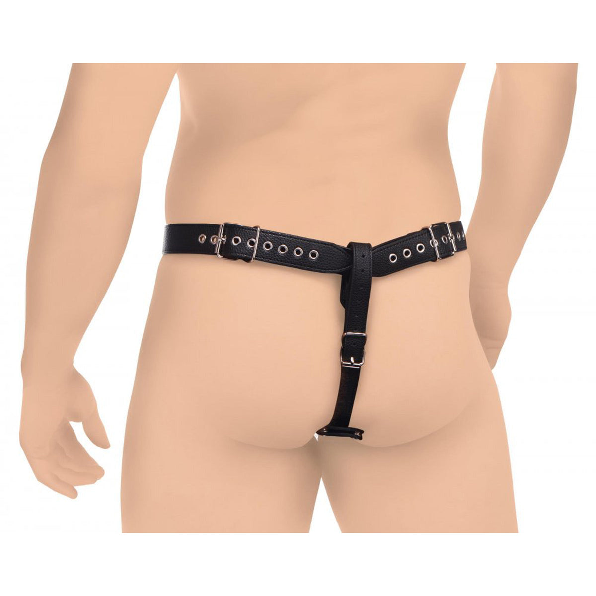 Strict Male Chastity Harness with Silicone Anal Plug > Dildos > Strap On Harnesses