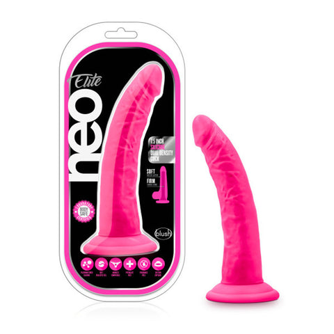 Neo Elite 7.5 Inch Dual Density Silicone Dildo Neon Pink Dildos & Dongs