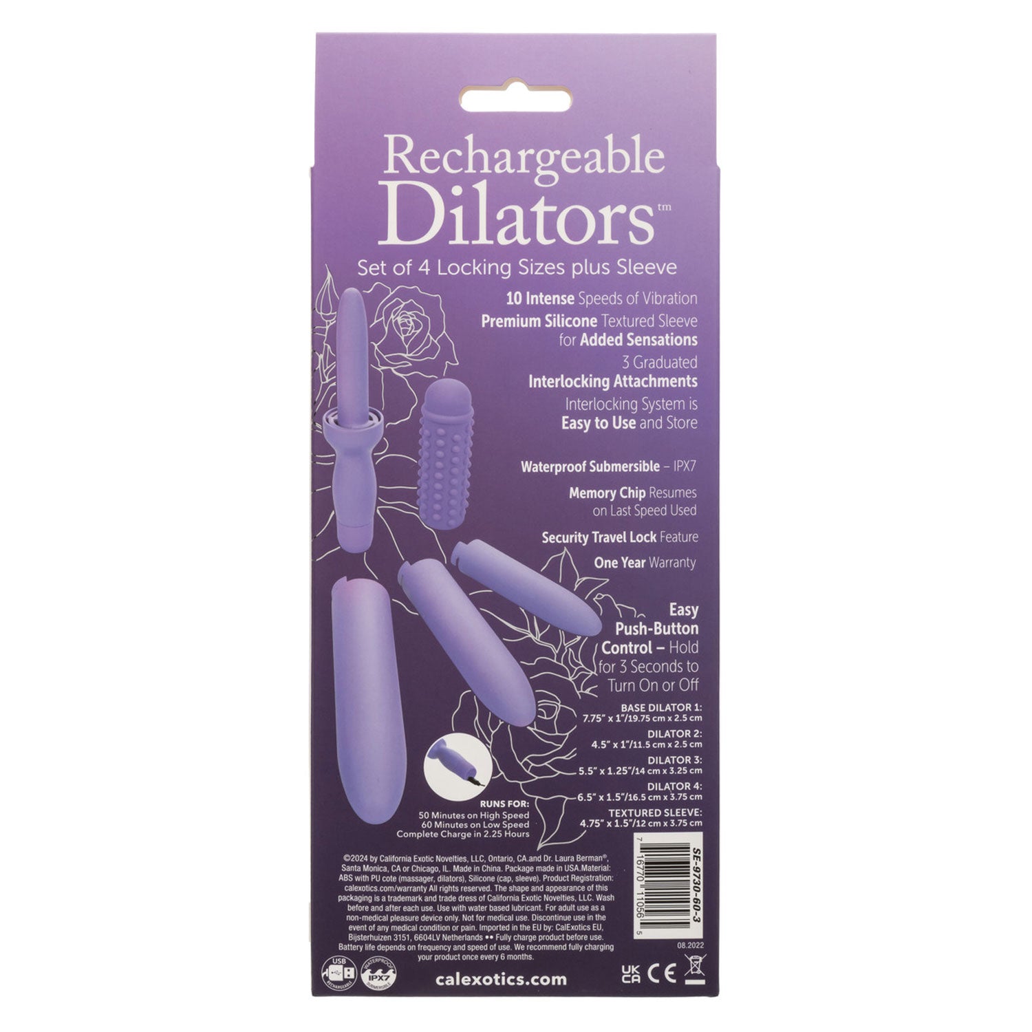 Dr. Laura Berman Dilators Set with Four Locking Sizes and Premium Silicone Textured Sleeve in Purple > Sex Toys > Dilators