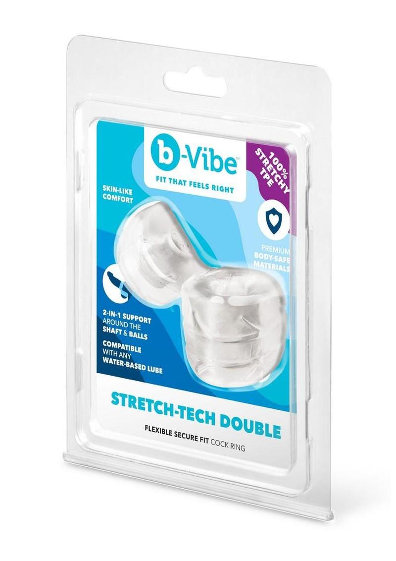 B-Vibe Stretch Tech Double Barrel – Elastic Cock Ring Ball Stretcher > Sex Toys For Men > Ball Stretchers