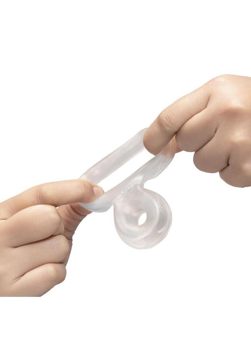 B-Vibe Stretch Tech Double Barrel – Elastic Cock Ring Ball Stretcher > Sex Toys For Men > Ball Stretchers