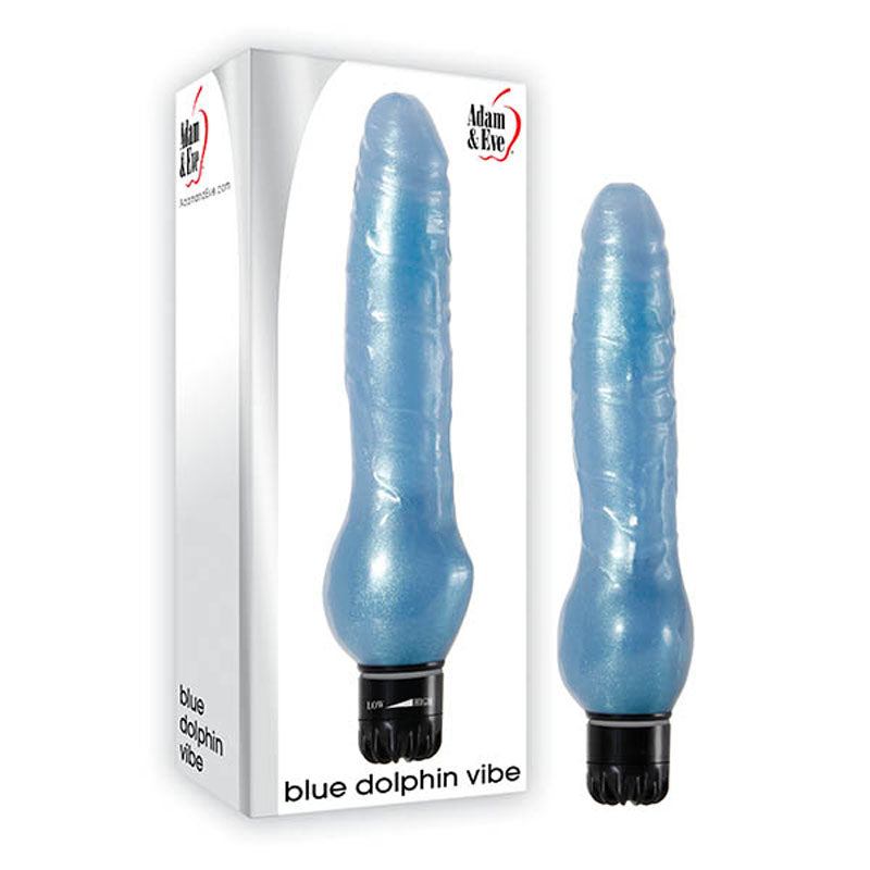 Adam & Eve Dolphin Vibe (Cobalt) – 21.6 cm Flexible Jelly-Feel Vibrator Blue > Vibrators > Standard Vibrators