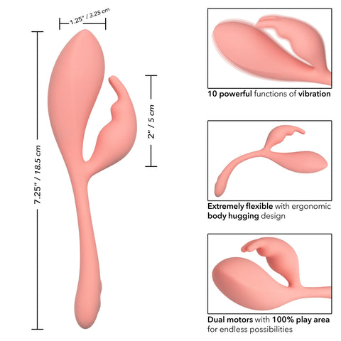 Elle Liquid Silicone Bunny Vibrator in Soft Pink with 10 Vibration Functions and Flexible Body > Vibrators > Ladies > Rabbit