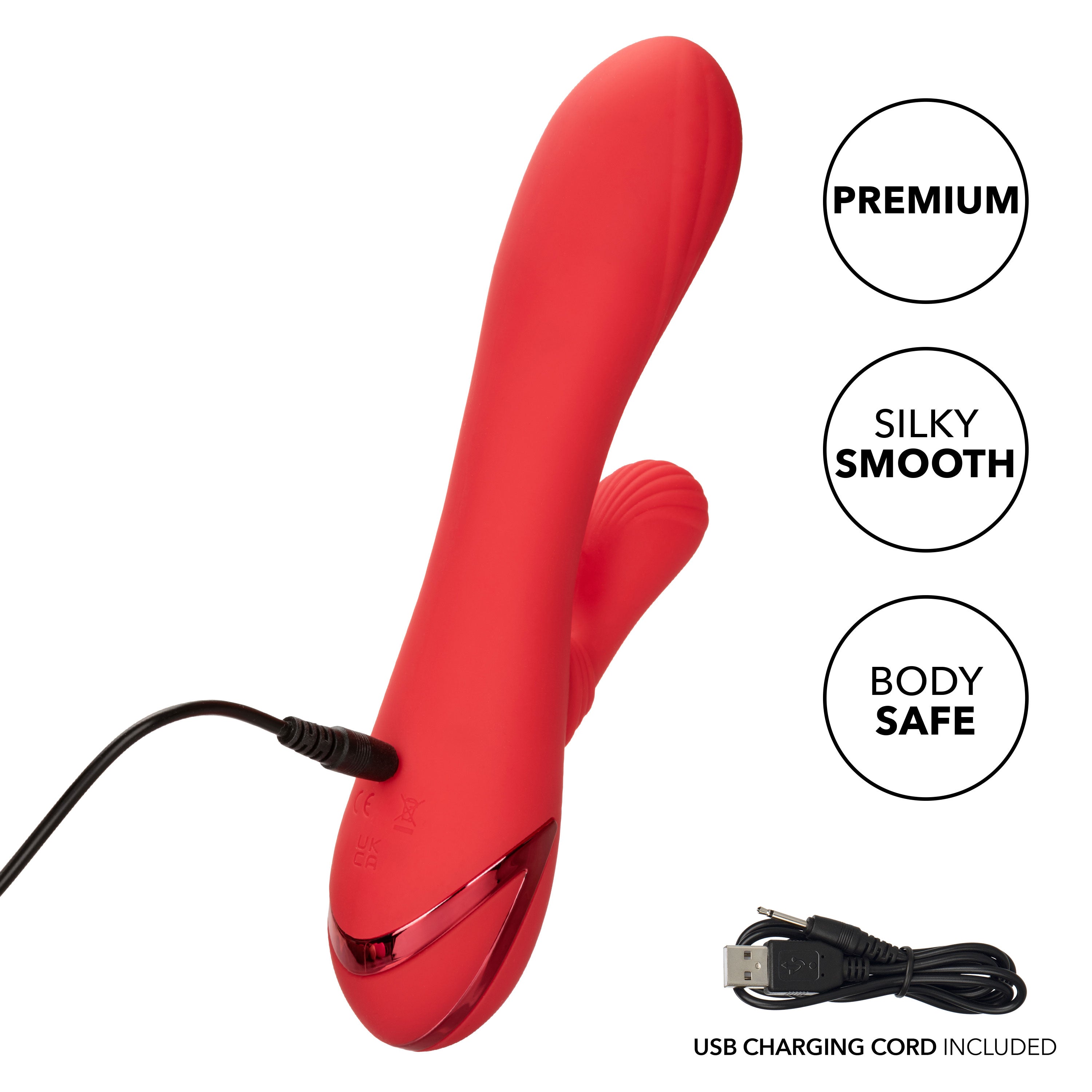 California Dreaming Palisades Passion Red Silicone Heated Massager with Swinging Teaser and Triple Motor Vibrations > Vibrators > Ladies > Rabbit