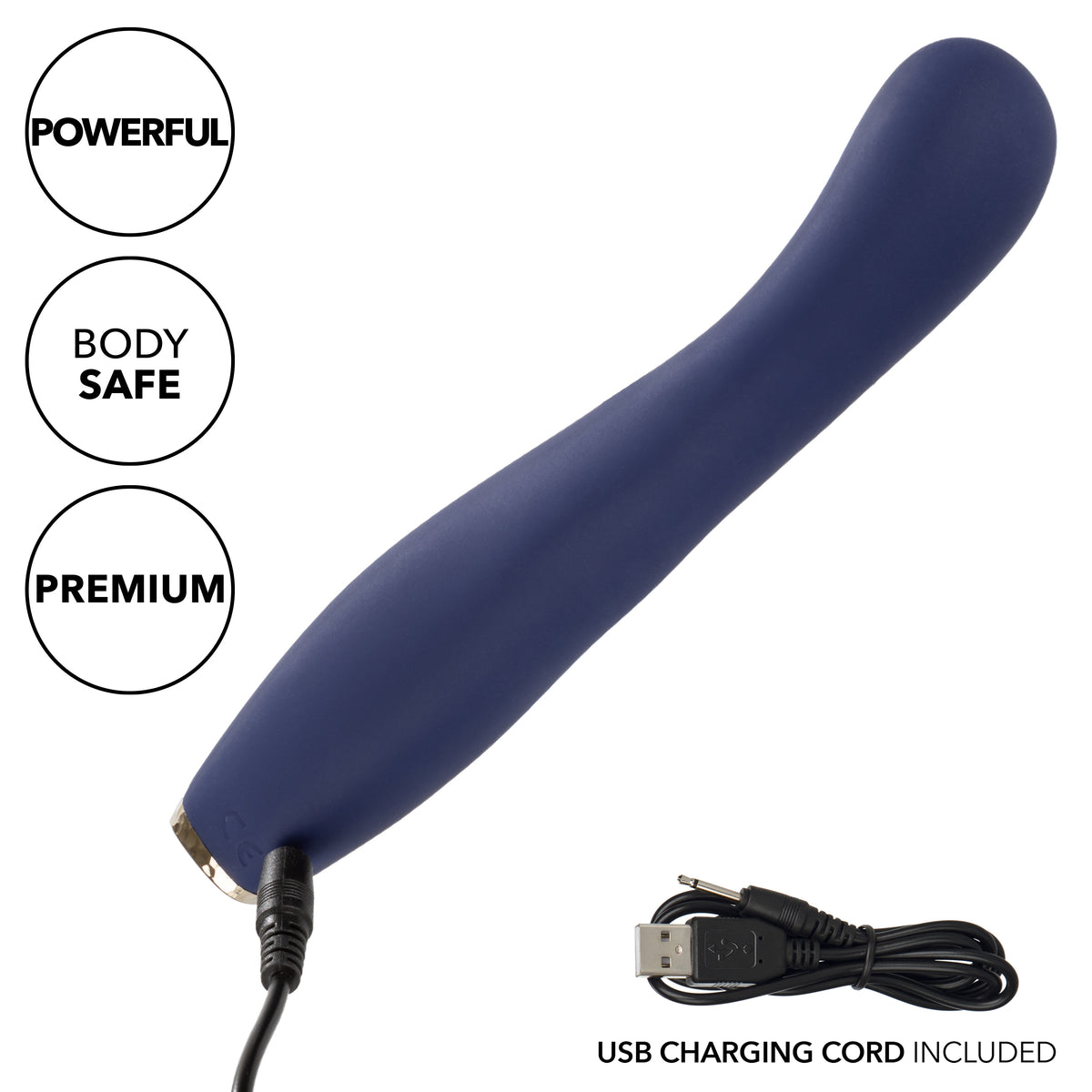 Chic Peony Flexible G-Wand Vibrator with Dual Motors, 10 Speeds, Navy Blue Silicone and Gold Accents > Sex Toys For Ladies > G-Spot Vibrators