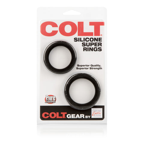 Colt Silicone Super Rings Black Erection Enhancers Set of Two COCK RING Set