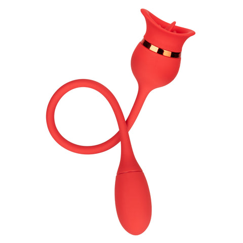French Kiss Casanova Red Silicone Dual Motor Vibrating Massager with Flickering Teaser and USB Rechargeable Battery Finger Stimulator