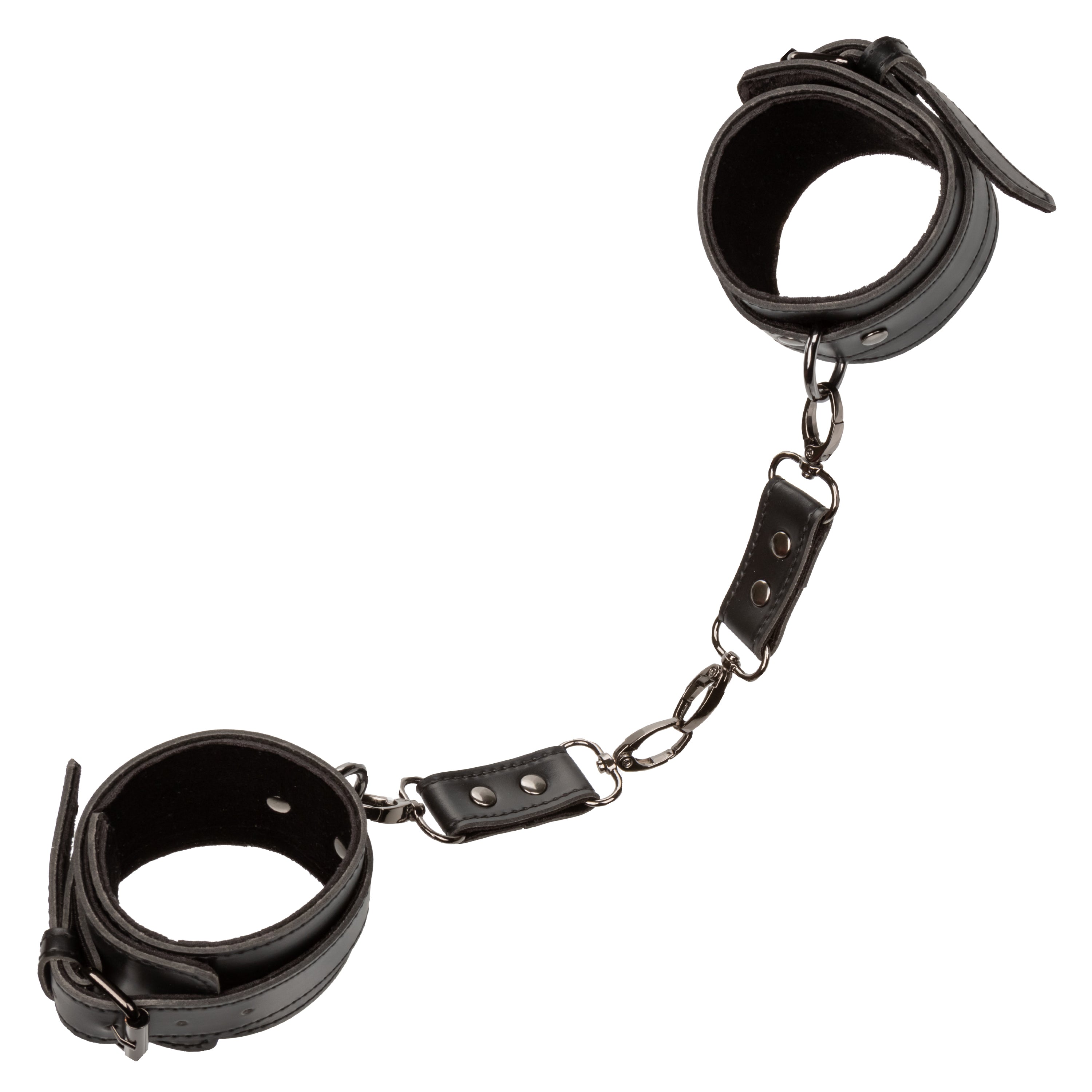Euphoria Collection Adjustable Black Velvet and Vegan Leather Ankle Cuffs with Metal Clasps Secondary image