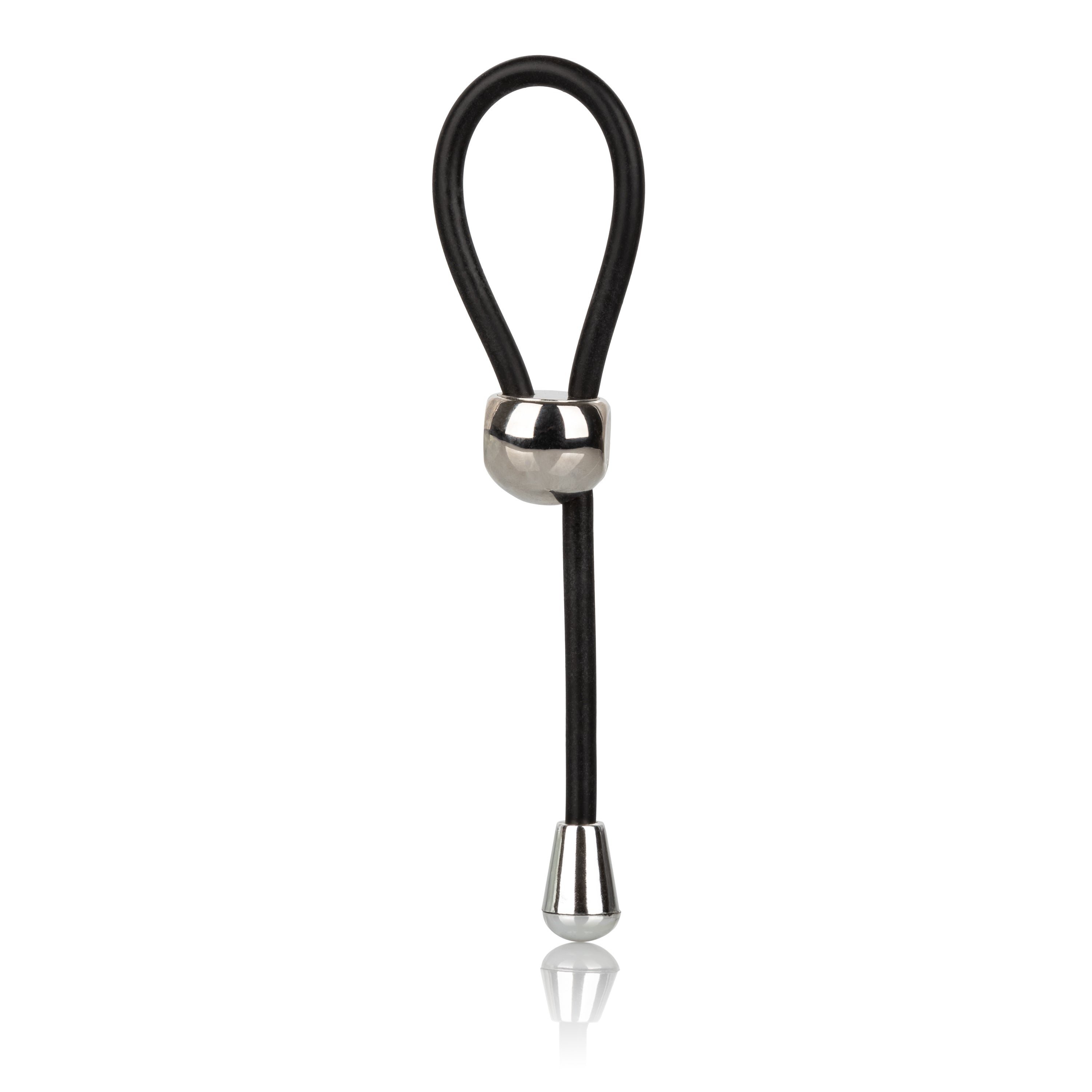 E-Z Cinch Silicone Lasso Adjustable Stretchy Pleasure Ring with Tightening Bead in Black COCK RINGS