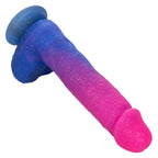 Naughty Bits Ombré Hombre XL Vibrating Dildo in Pink and Blue with Glitter Finish > Vibrators > Realistic Vibrators