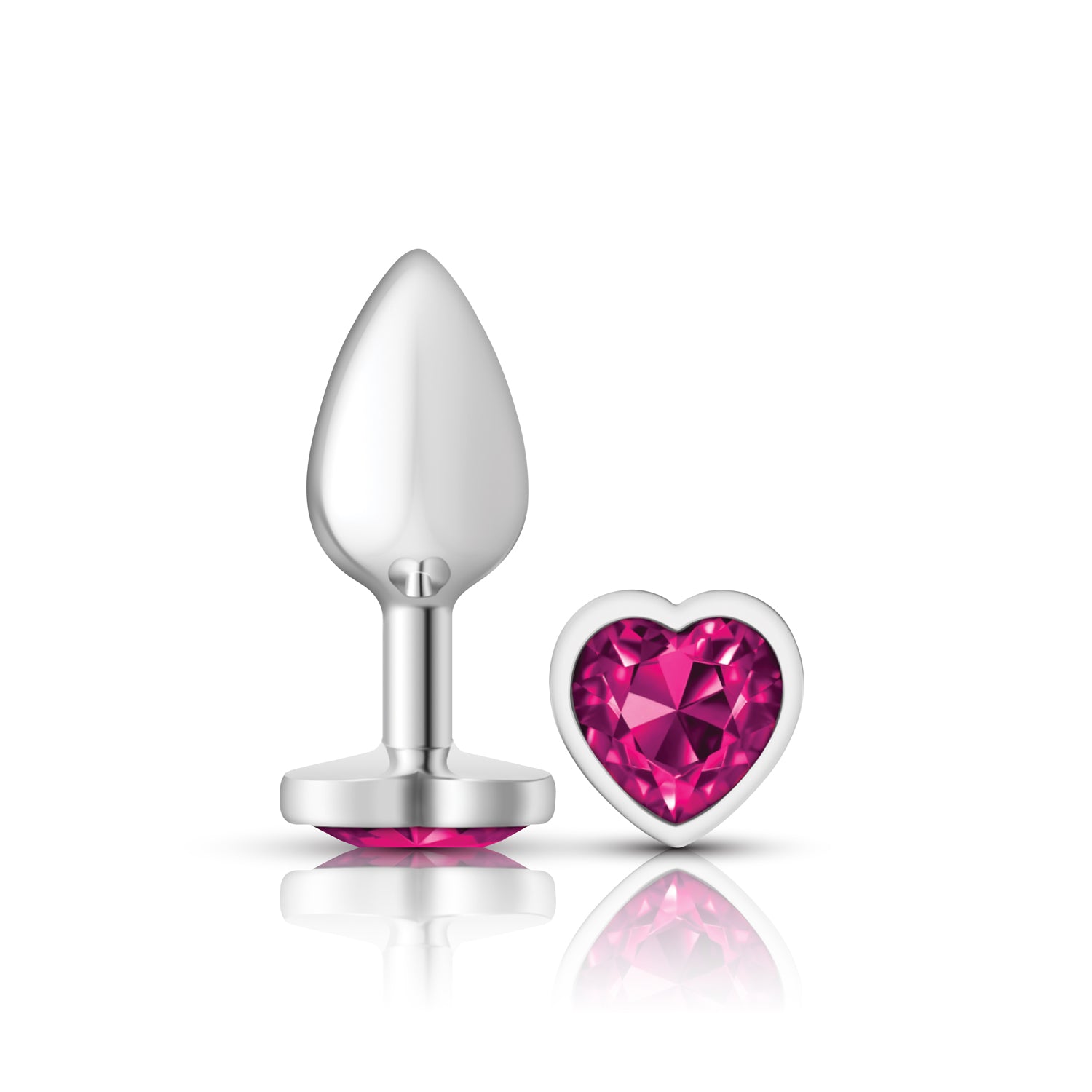 Cheeky Charms Silver Metal Butt Plug with Heart Pink Jewel Small > Anal Range > Jewel Butt Plugs