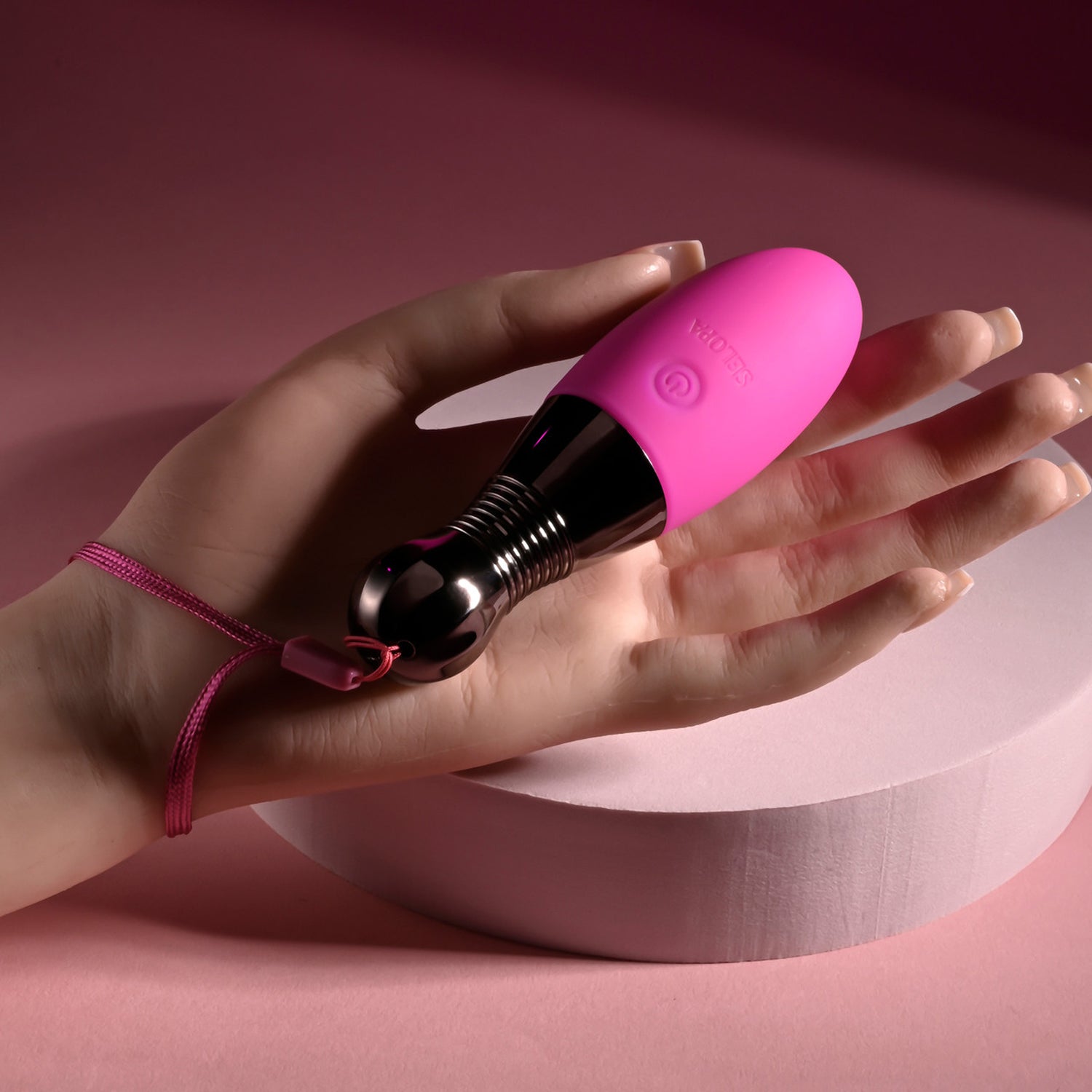 Selopa Vibrating Egg with Chrome Handle - Pink 11.9cm > Sex Toys For Ladies > Vibrating Eggs