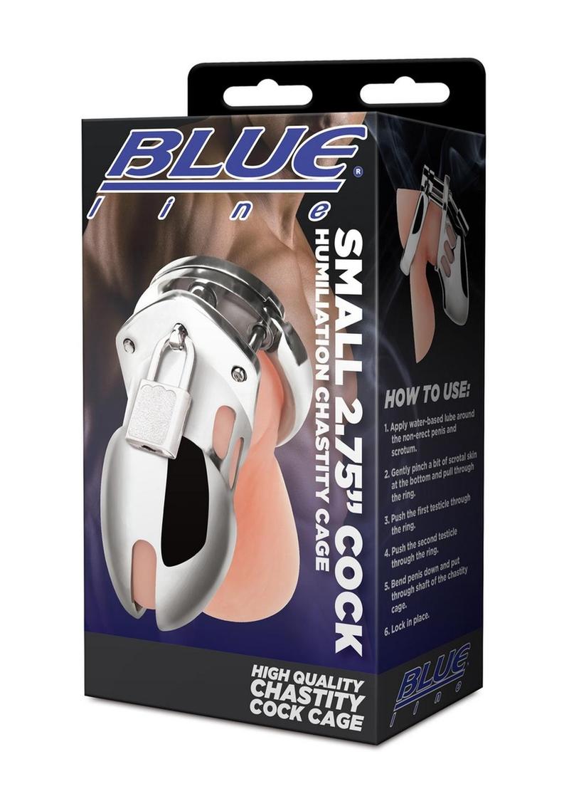 Blue Line Small Stainless Steel Cock Humiliation Chastity Cage > Bondage Gear > Male Chastity