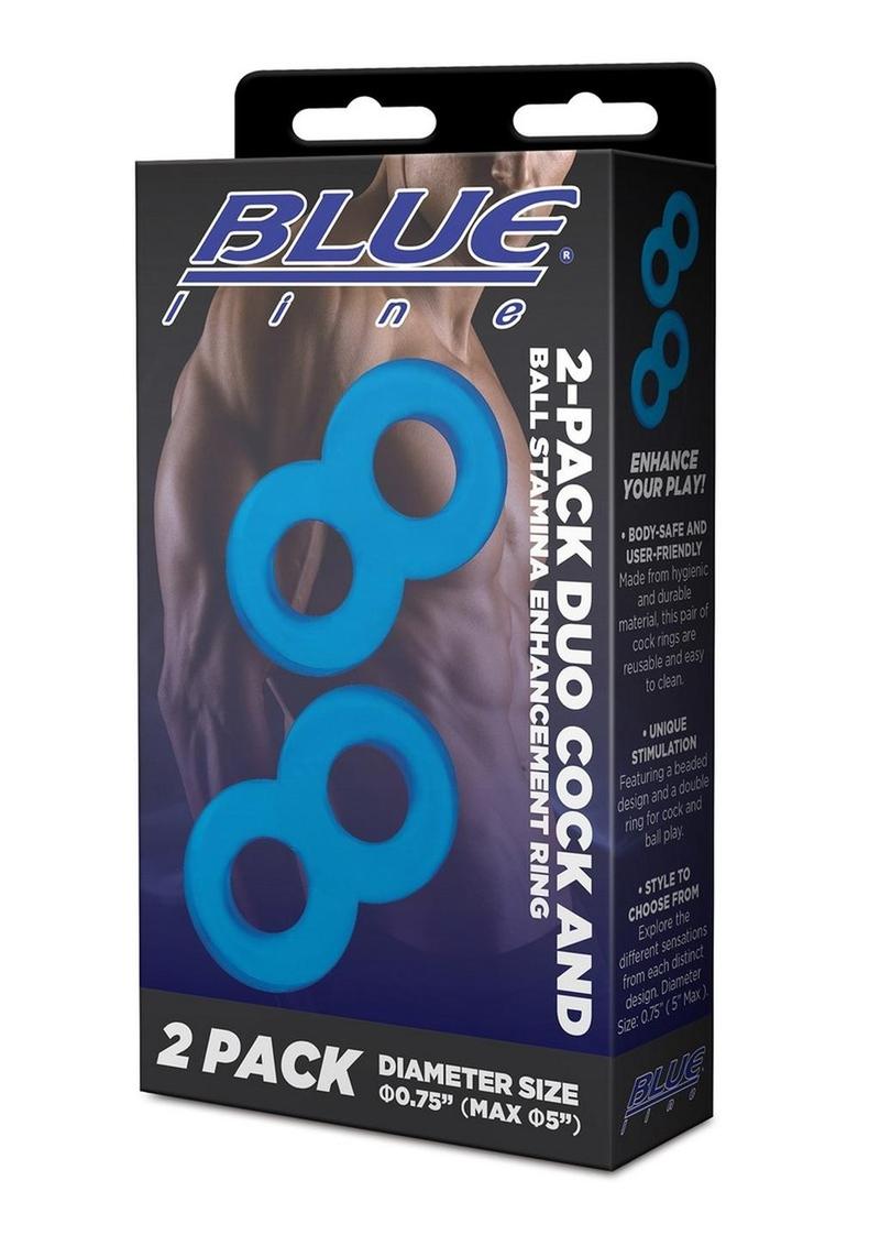 Electric EEL Blue Line Duo Cock and Ball Rings 2-Pack Stamina Enhancement Rings > Cock Ring > Sets
