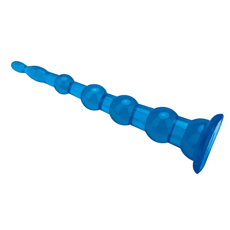 Blue Line 8.5 Inch Anal Beads With Suction Base in Blue > Anal Range > Anal Beads