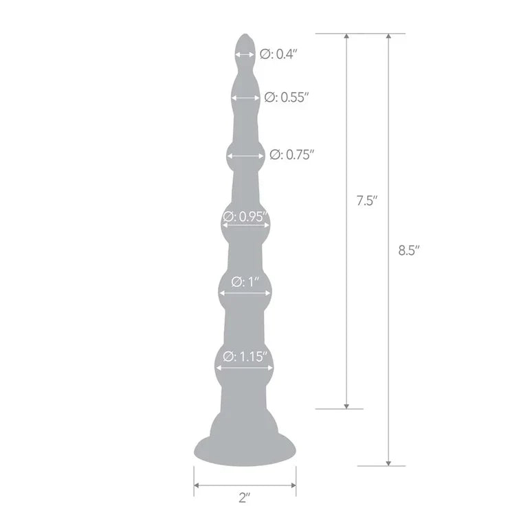 Blue Line 8.5 Inch Anal Beads With Suction Base in Blue > Anal Range > Anal Beads