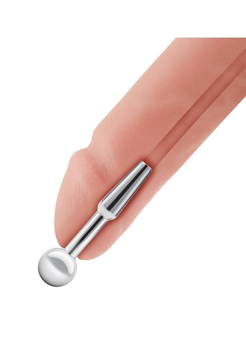 Blue Line Stainless Steel Peephole Penis Plug 1 3/4 Inch Length with Bulb Tip > Sex Toys For Men > Sounding Rods