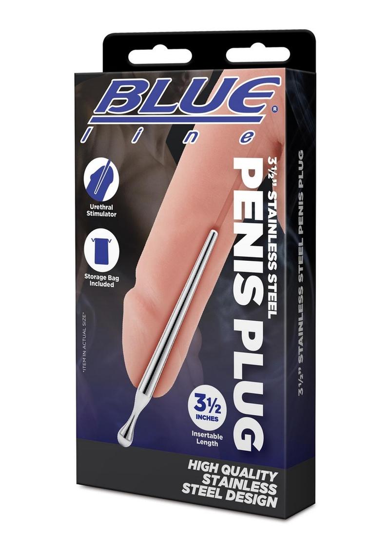 Blue Line 3.5 Inch Blue Stainless Steel Penis Plug > Sex Toys For Men > Sounding Rods
