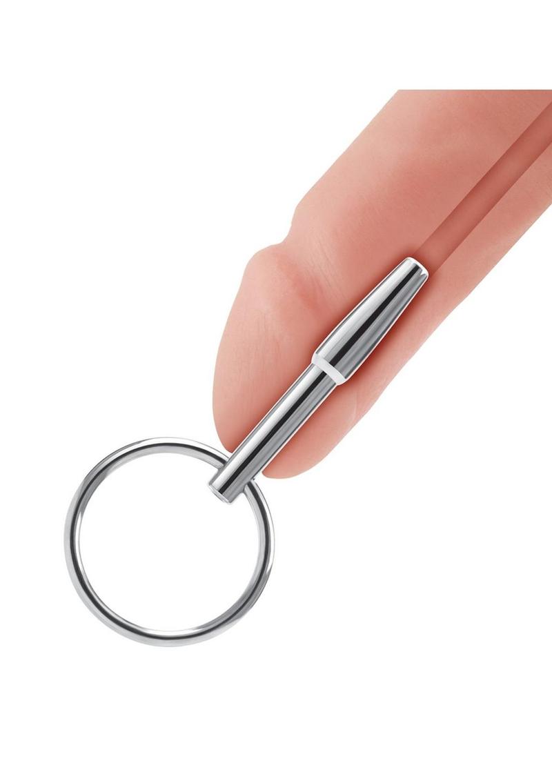 Blue Line Stainless Steel Penis Plug with Ring 1 3/4 Inch Insertable Length > Sex Toys For Men > Sounding Rods