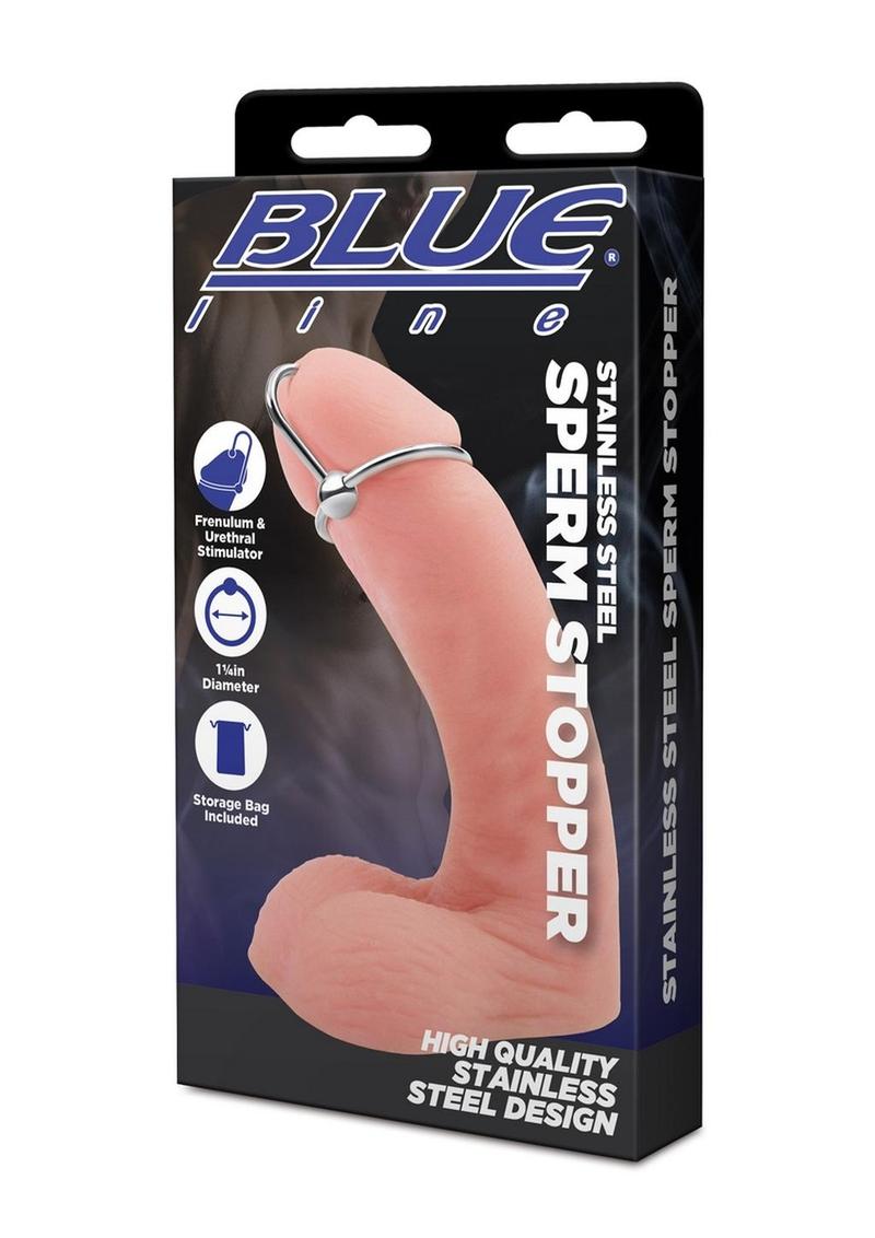 Blue Line Stainless Steel Sperm Stopper – Precision Fit Metal Intimate Accessory > Sex Toys For Men > Sounding Rods