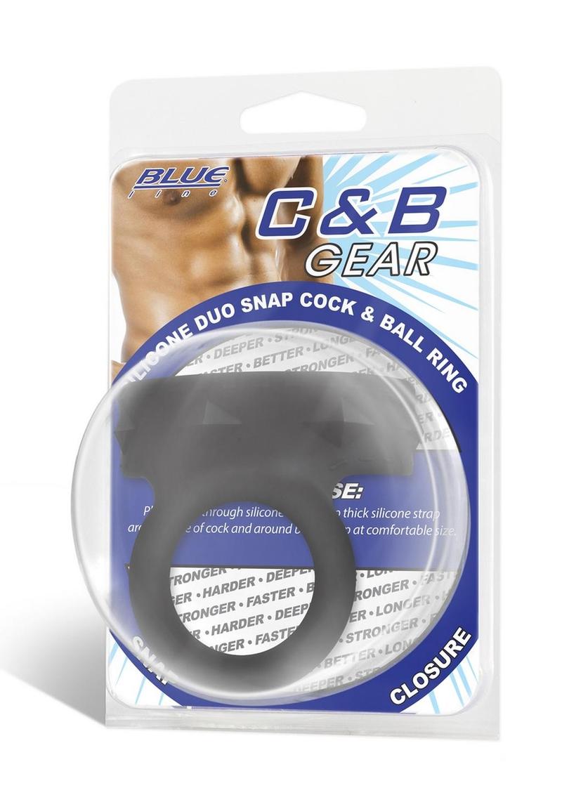 Blue Line Duo Snap Silicone Cock and Ball Ring with Dual Size Closure > Clothes > Mens Leather