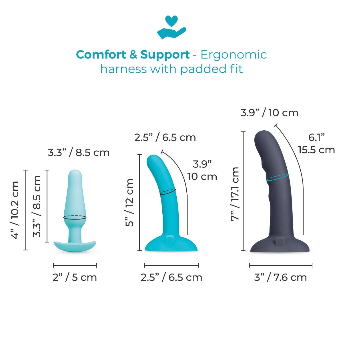 b-Vibe Strap-It-On Anal Training Kit – 7 Inch Harness and Silicone Dildos Set > Dildos > Strap On Dildos