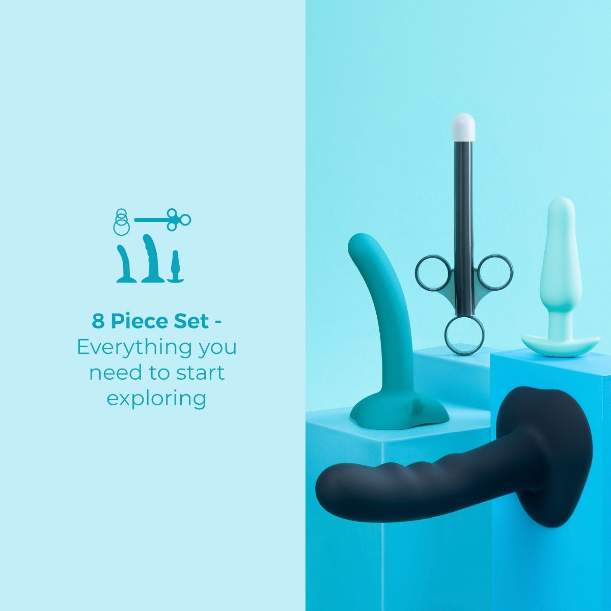 b-Vibe Strap-It-On Anal Training Kit – 7 Inch Harness and Silicone Dildos Set > Dildos > Strap On Dildos