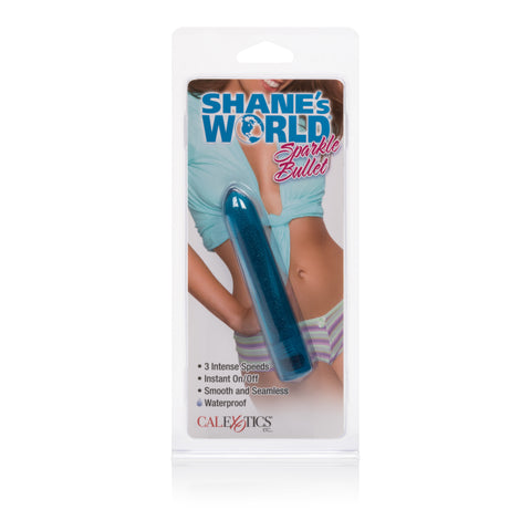 Shane's World Sparkle Bullet 4 Inch Blue Waterproof Vibrating Stimulator BULLETS