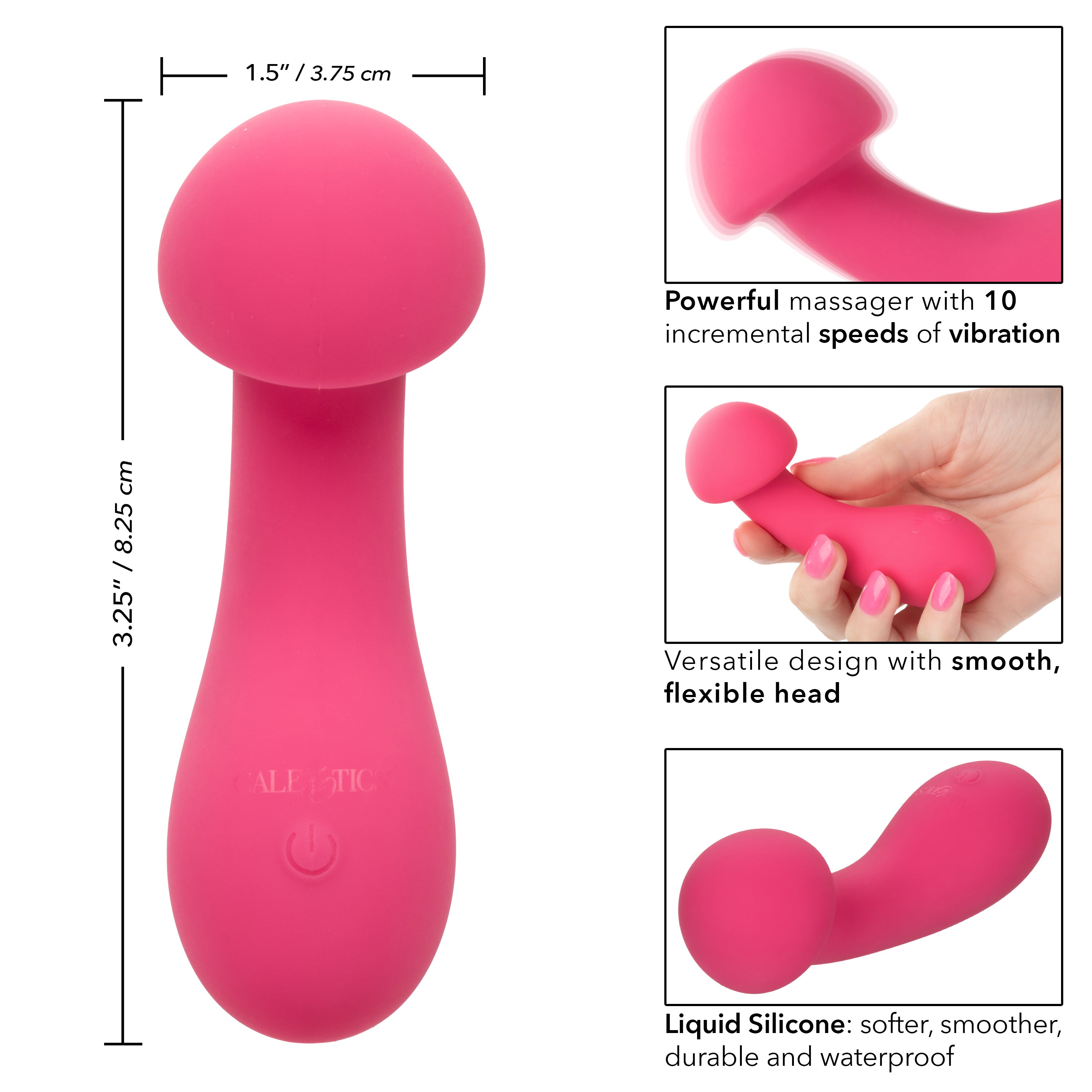 Liquid Silicone Pixies Exciter Pink Flexible Dual-Sided Massager with 10 Speeds and Rechargeable > Vibrators > Standard Vibrators