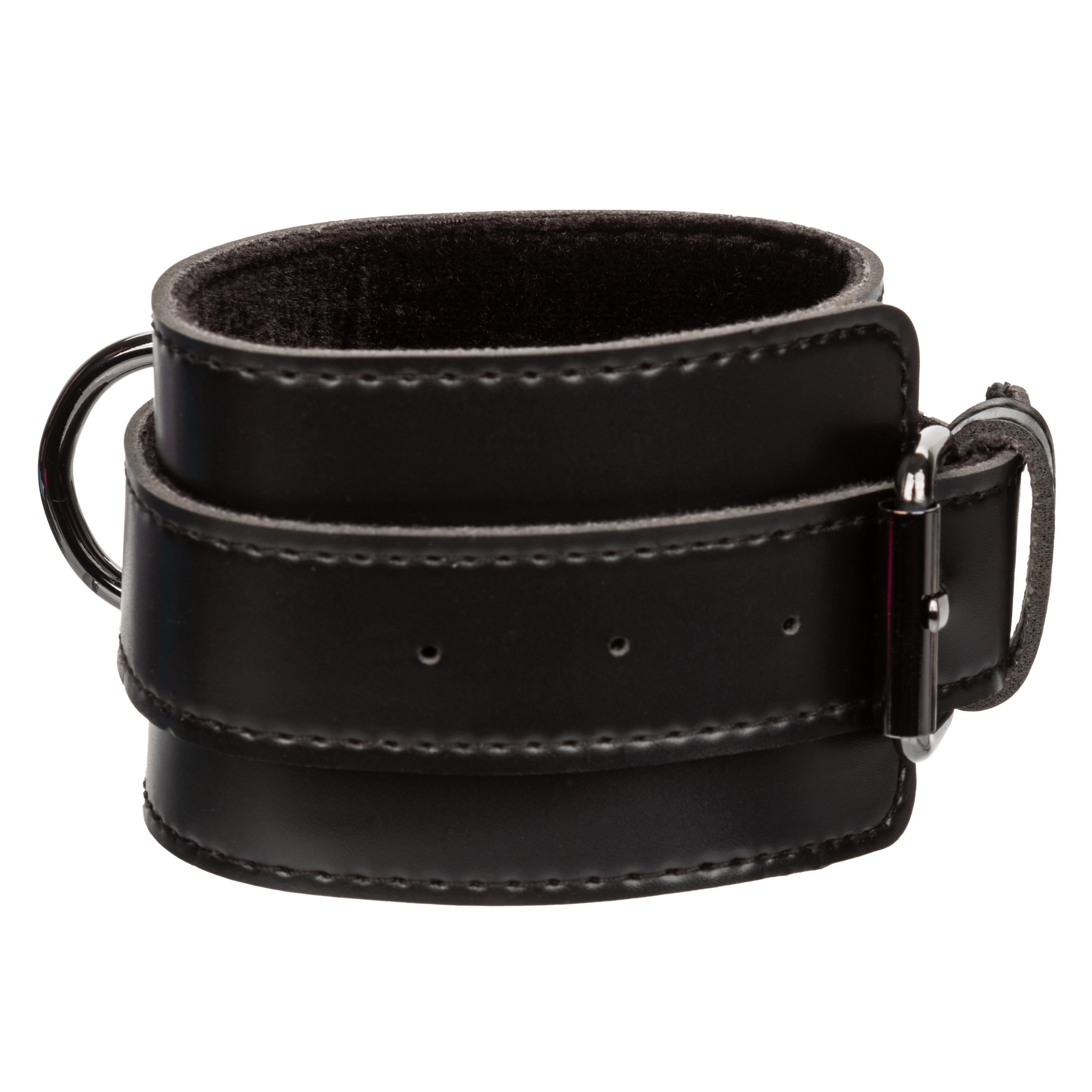Euphoria Collection Black Adjustable Hand Cuffs with Velvet Interior and Vegan Leather Exterior Secondary image