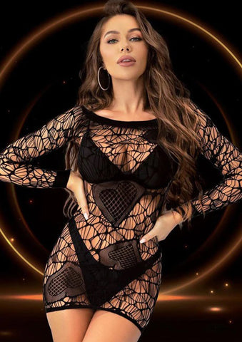 Lapdance Long Sleeve Mini Dress (Black) – Lingerie > Clothes > Dresses and Chemises