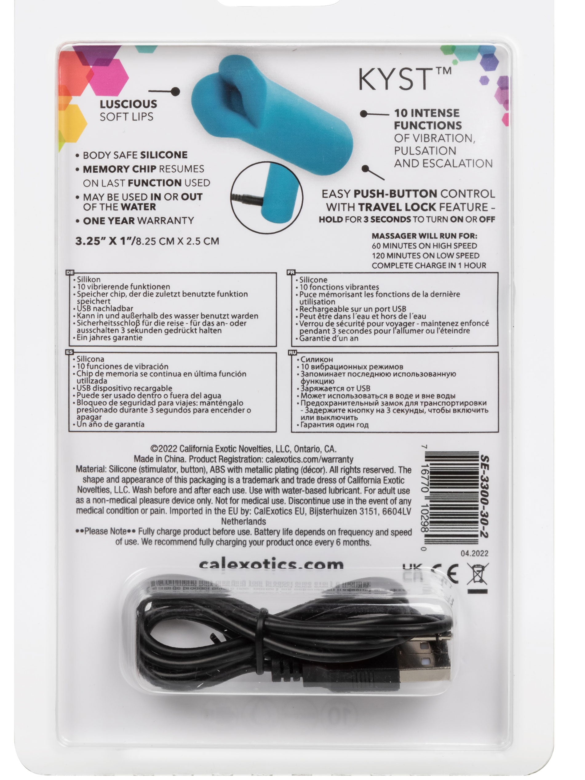 Kyst Lips Mini Massager Blue Silicone Bullet with 10 Vibration Functions and Rechargeable > Vibrators > Mini Vibrators