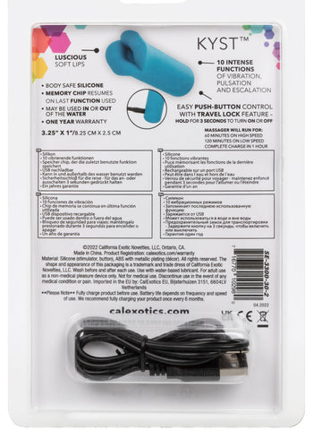 Kyst Lips Mini Massager Blue Silicone Bullet with 10 Vibration Functions and Rechargeable > Vibrators > Mini Vibrators