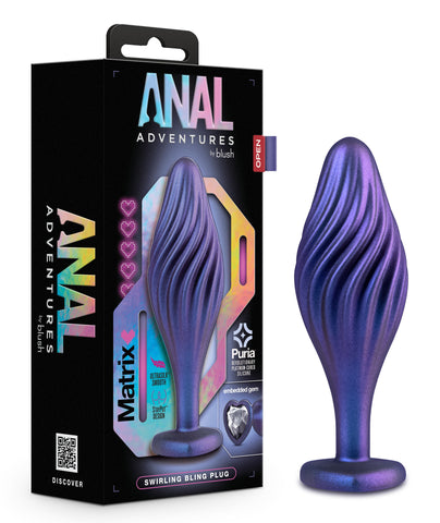 Anal Adventures Matrix - Swirling Bling Plug - Sapphire Butt Plugs